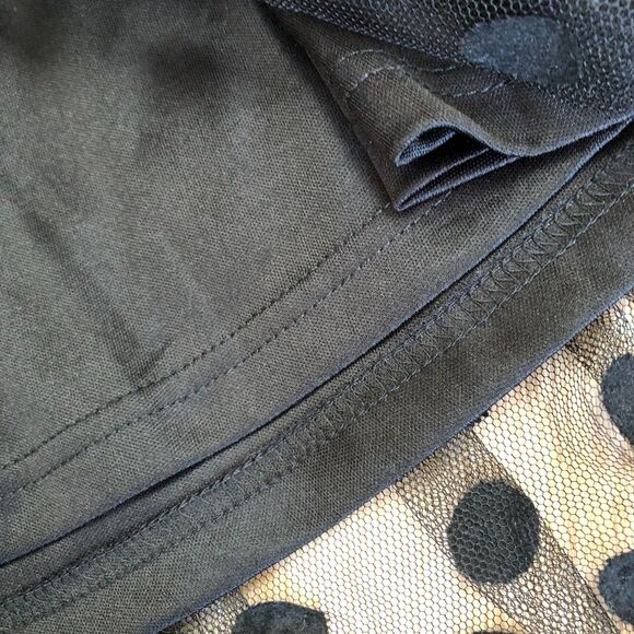 Lucy Paris Black Polka Dot Mesh A-Frame Goth Whimsigoth Fairy Festival Skirt M - Picture 9 of 12